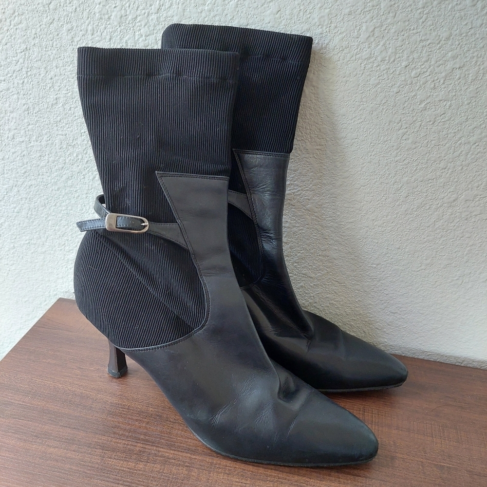 Casadei Kitten Heels Pointed Toe Sock Booties Size 9